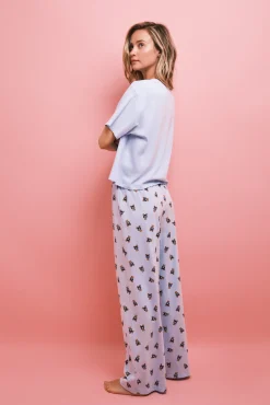Pijama comprido em algodão com ursinho azul