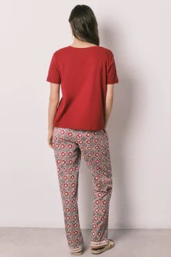 Pijama comprido em algodão estampado geométrico Snoopy