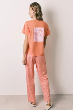Pijama comprido em algodão laranja Woodstock