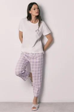 Pijama comprido em algodão Mafalda aos quadrados