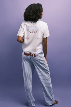 Pijama comprido em algodão às riscas