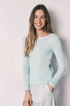 Pijama comprido estampado vichy em algodão verde