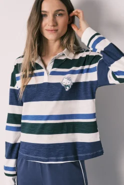 Pijama comprido Hello Kitty polo riscas em algodão