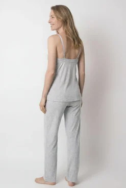 Pijama comprido maternity de alças cinza