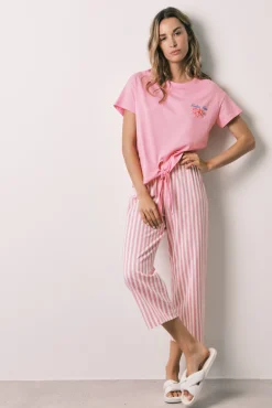 Pijama comprido Pantera Cor-de-Rosa riscas