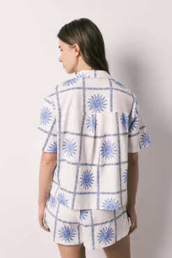 Pijama curto camiseiro em algodão sóis