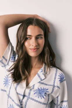 Pijama curto camiseiro em algodão sóis