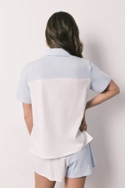 Pijama curto camiseiro em algodão com nó