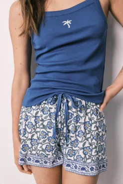 Pijama curto de alças azul