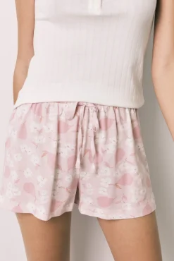Pijama curto de alças em algodão branco