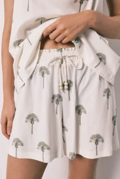 Pijama curto de alças em algodão