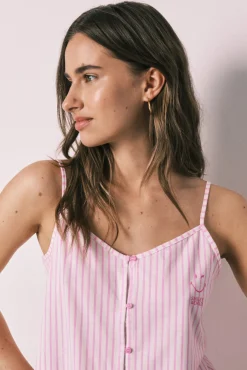 Pijama curto de alças em algodão SmileyWorld® às riscas com folhos