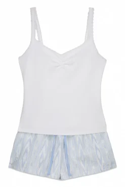 Pijama curto de alças em algodão branco