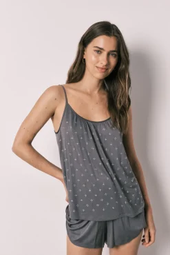 Pijama curto de alças estampado