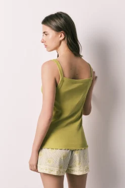 Pijama curto de alças verde