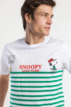 Pijama curto de golfe Snoopy às riscas