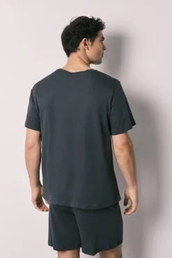 Pijama curto de homem em algodão navy