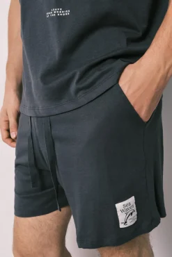 Pijama curto de homem em algodão navy