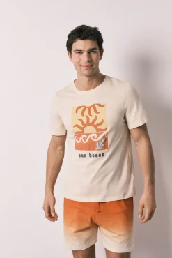 Pijama curto de homem em algodão estampado degradê