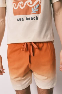 Pijama curto de homem em algodão estampado degradê