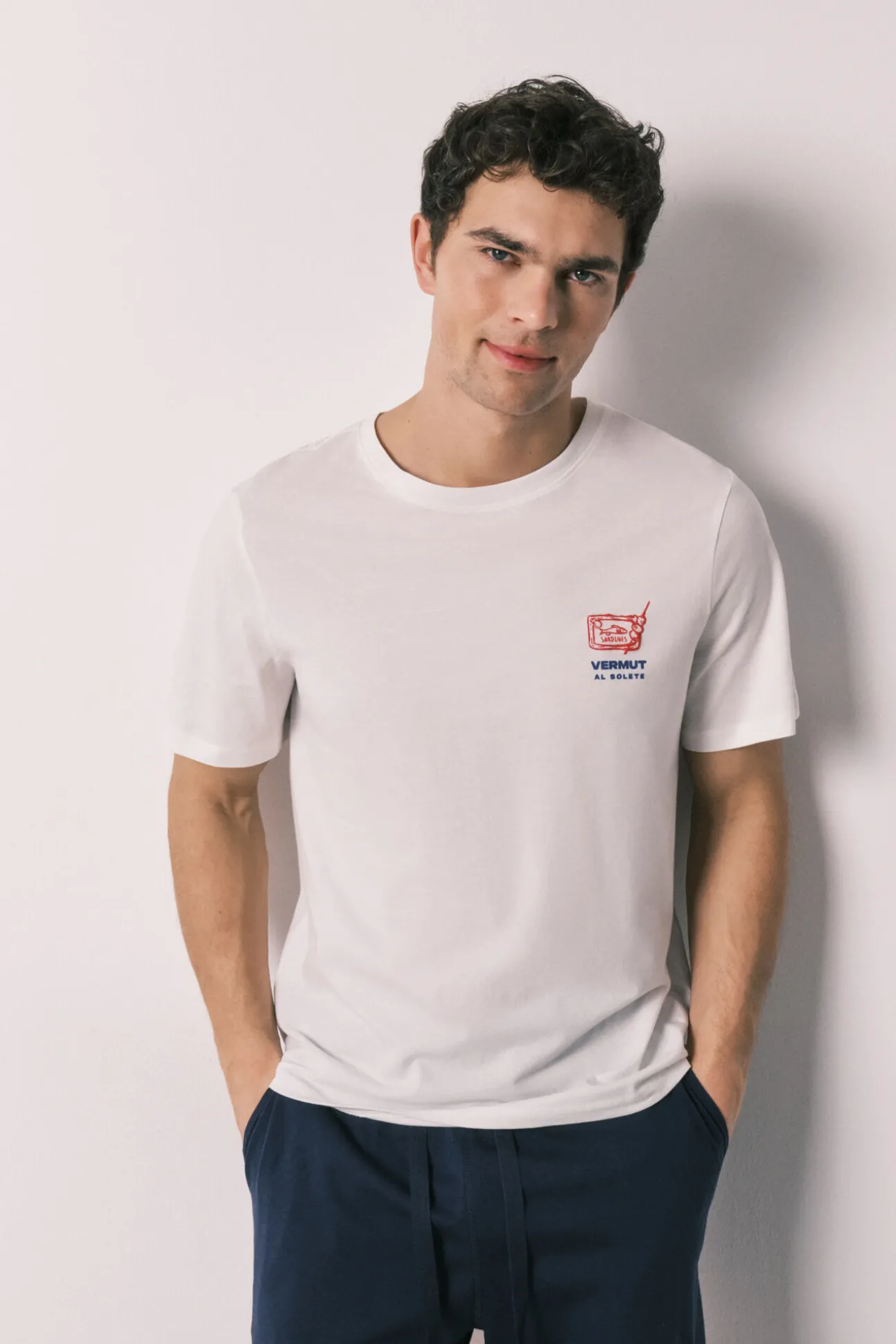 Pijama curto de homem em algodão vermute