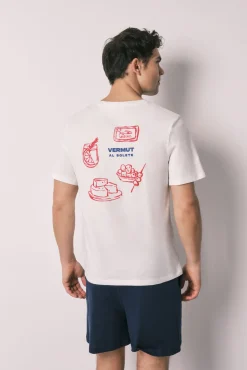 Pijama curto de homem em algodão vermute