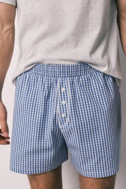 Pijama curto de homem em algodão xadrez