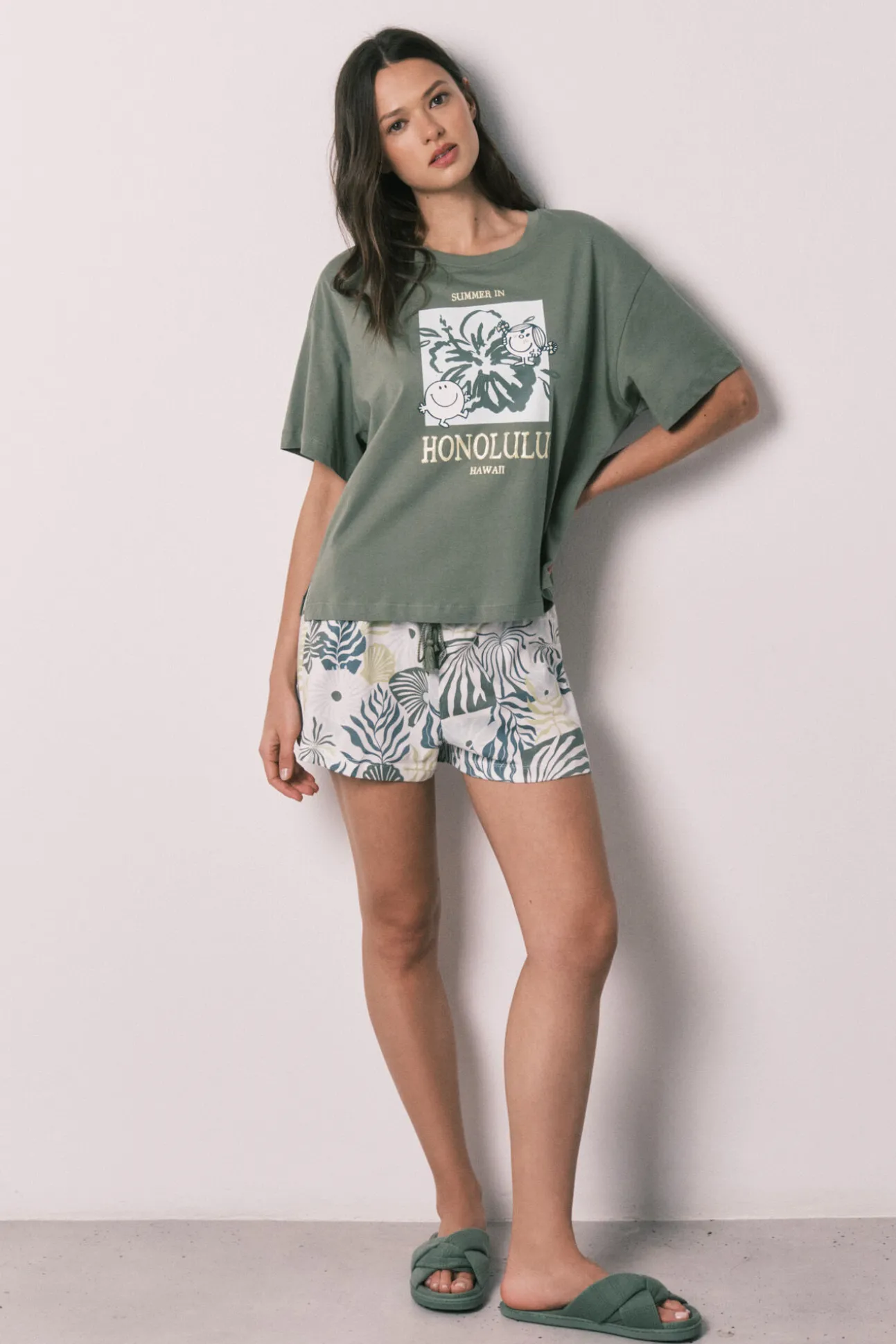 Pijama curto de manga curta verde Little Miss™