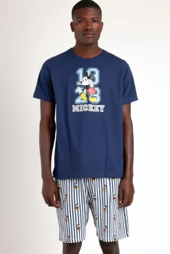 Pijama curto de riscas Mickey Mouse