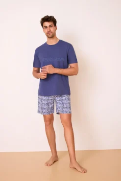 Pijama curto em 100% algodão damasco