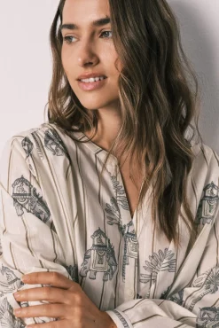 Pijama curto em algodão estampado