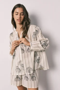 Pijama curto em algodão estampado