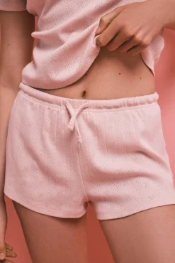 Pijama curto em algodão rosa