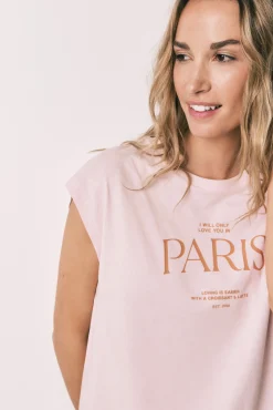 Pijama curto em algodão rosa com ondas
