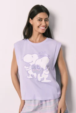 Pijama curto em algodão Snoopy