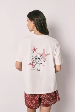 Pijama curto em algodão Stitch