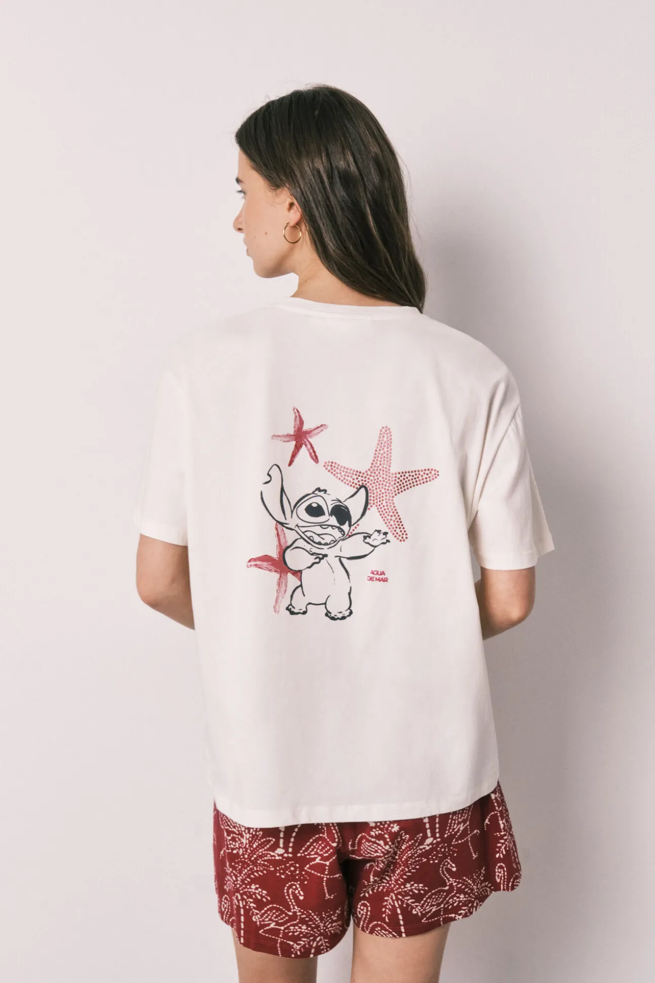 Pijama curto em algodão Stitch