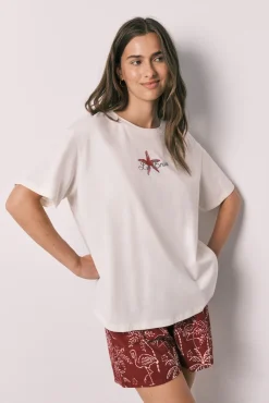 Pijama curto em algodão Stitch