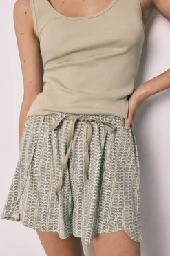 Pijama curto em algodão verde
