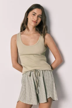 Pijama curto em algodão verde