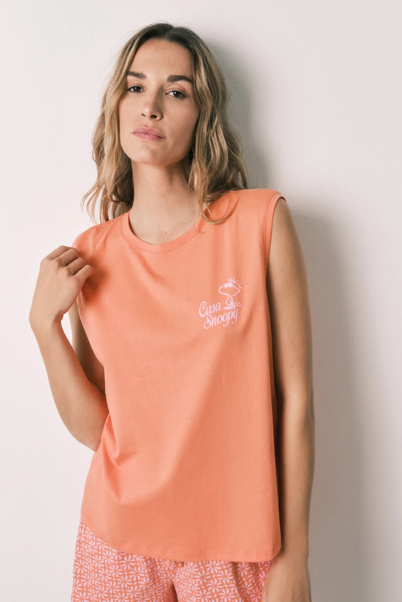Pijama curto em algodão Woodstock laranja