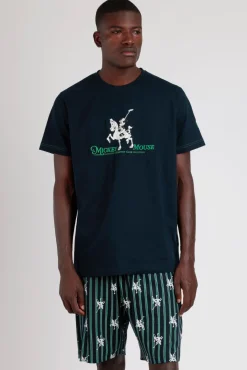 Pijama curto Polo Mickey Mouse às riscas
