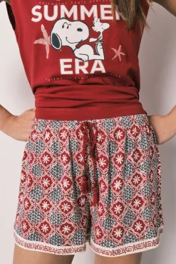 Pijama curto sem mangas em algodão Snoopy