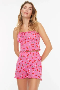 Pijama em algodão com decote redondo