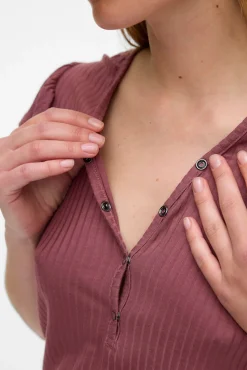 Pijama manga curta maternidade e amamentação