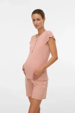 Pijama manga curta maternity e amamentação