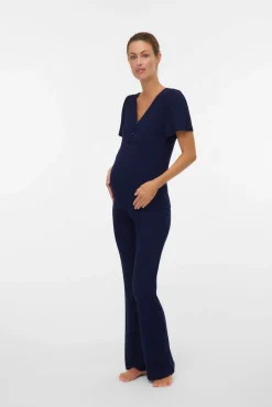 Pijama manga curta maternity e amamentação