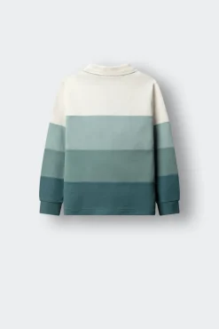 Polo de manga comprida com recortes e costuras para menino