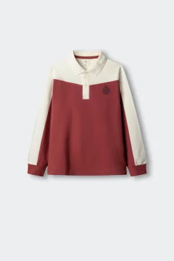 Polo de manga comprida com cortes para menino