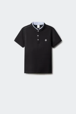 Polo gola mao em chambray para menino